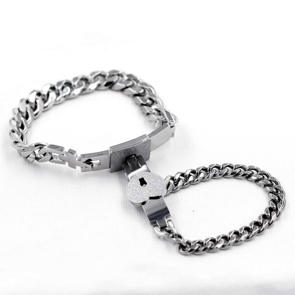 Uloveido Square & Heart Key Lock Bangle Matching Chain Bracelets for Couple, Romantic Gift for friend and friend (steel) - Image 2